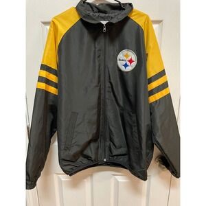 NFL Pittsburgh Steelers Jacket Full Zip Windbreaker Lightweight Mens‎ L Football